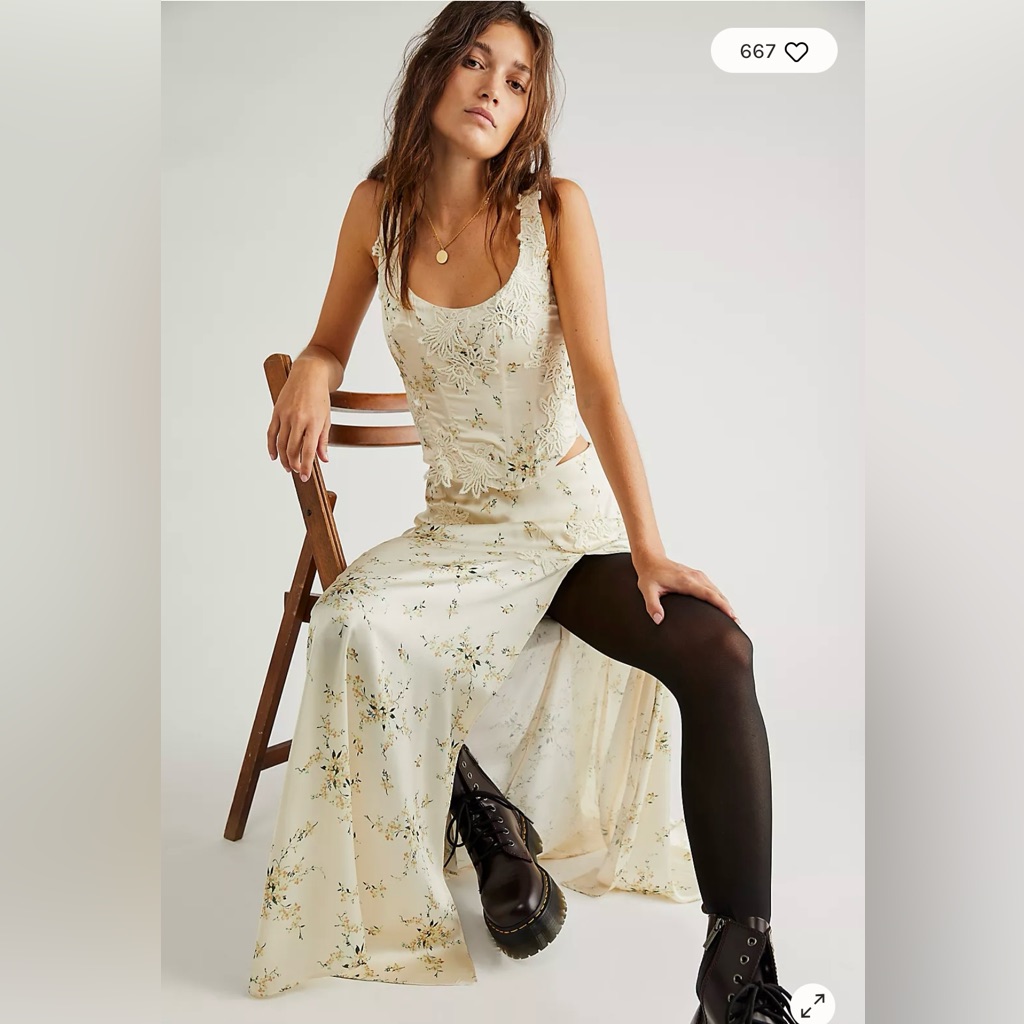Loveshackfancy Mori Floral Charmeuse Corset Bustier Top